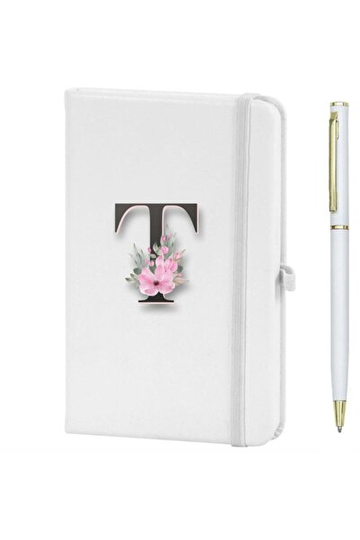 CVCWOOD Letter T Flower Pattern Printed Notebook