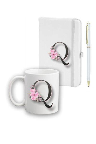 CVCWOOD Flower Pattern Agenda, Mug and Pen Set