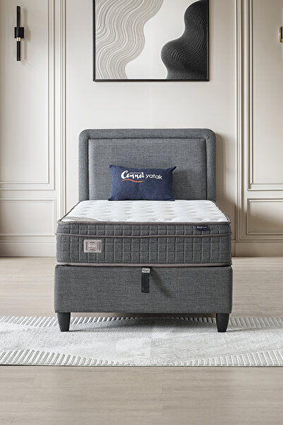 CENNET YATAK Melisa Tek Kişilik Sandıklı Baza + Full Ortopedik Visco Yatak + ...