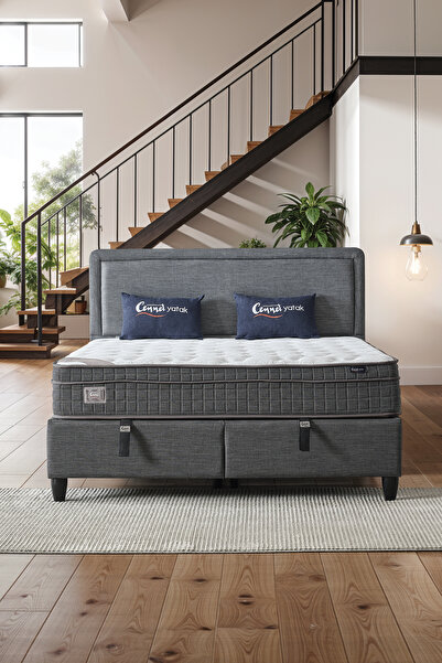 CENNET YATAK Melisa Çift Kişilik Sandıklı Baza + Full Ortopedik Paket Yaylı V...