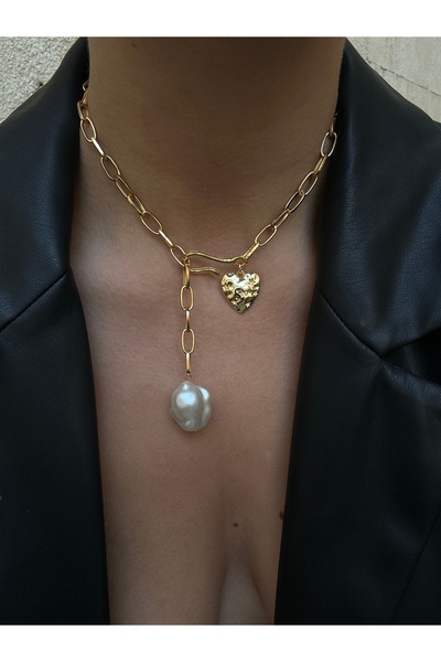 pop up store Kalp ve İnci Detay Zincir Kolye