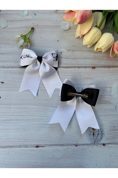 THE İLKİN TOKA Ataturk Patterned Ribbon Hair Clip - 2 Pieces with Clips/ October 29, May 19, April 23 Clip
