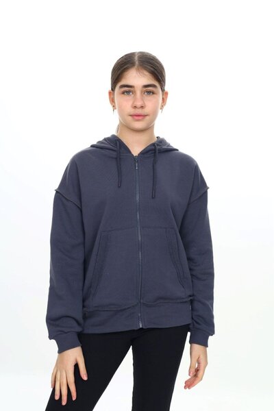 Toontoy Cardigan tricotat pentru fete, cu glugă, cu fermoar, cu buzunare, cu ...