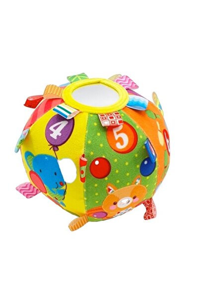 CREATIVE Minge senzorială textilă pentru bebeluși 3+ luni, cu agățatoare, diametru 15 cm, multicoloră