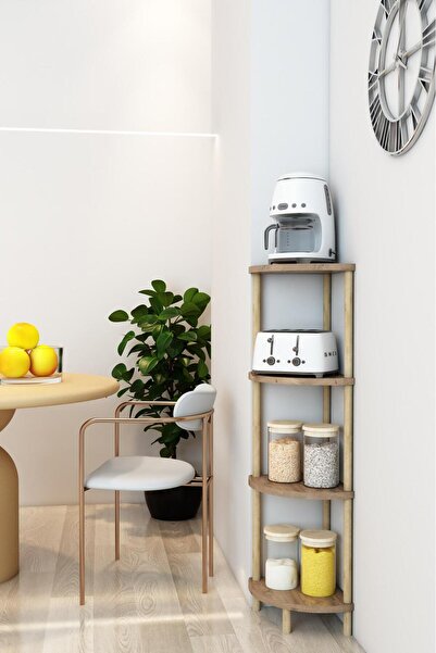 MERVİNG “Mutfak Köşe Rafı – 4 Katlı ATLANTİK ÇAM Pratik Depolama ve Düzenleme Ünitesi”