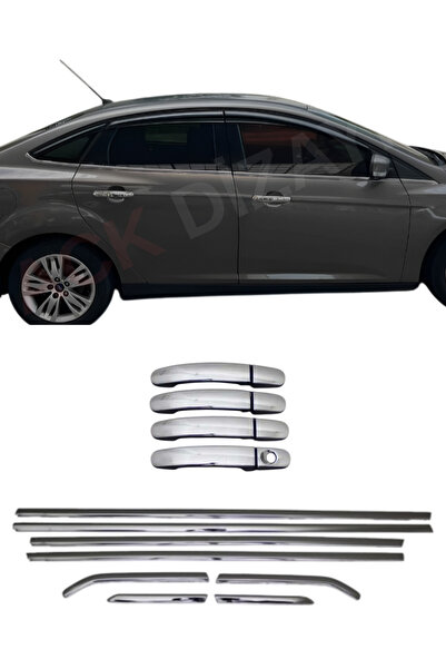ACK Dizayn FORD FOCUS 3/3,5 2011-2017 ARACA ÖZEL KROM CAM ÇITASI + KROM KAPI KOL 2'Lİ SET PASLANMAZ ÇELİK