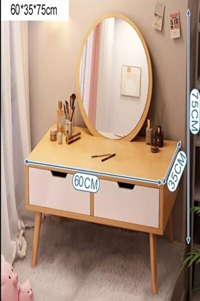 Twinkle Mart Makeup Dressing Table, Small Modern Low Shape - Wood Color
