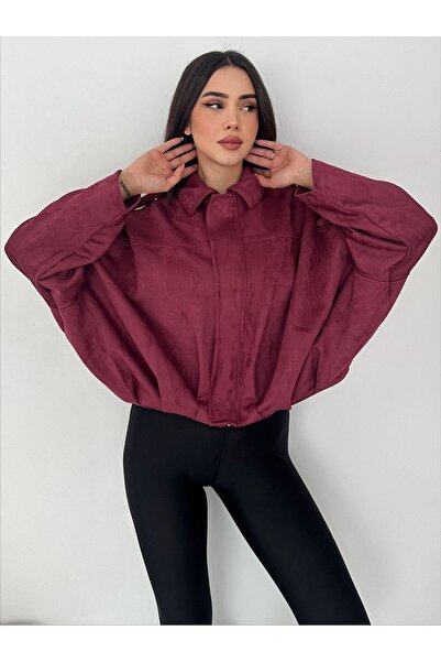 sportiness Jachetă din țesătură din piele intoarsa supradimensionat cu detali...