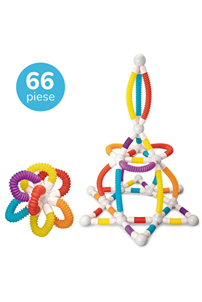 Toyska Flexible magnetic construction set with tubes and balls, 66 pieces, multicolor