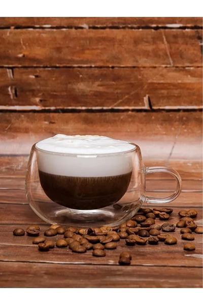 Lida Houseware Double Wall Glass Mug Home Office Presentation Cup Thermal Insulated Glass Cup with Handle 250 ml