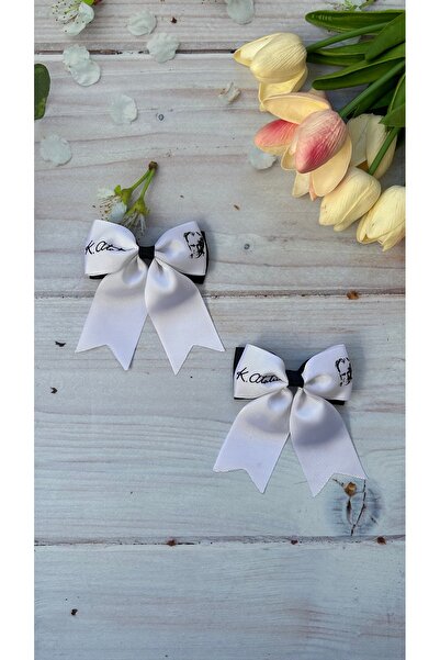 THE İLKİN TOKA Ataturk Patterned Ribbon Hair Clip - 2 Pieces with Clips/ October 29, May 19, April 23 Clip