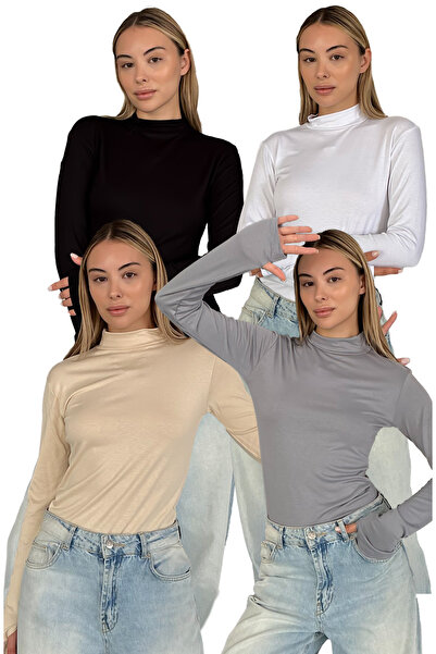 RDK Giyim Γυναικείο Σετ 4 τεμαχίων Φορμάκι με λεπτομέρεια στα δάχτυλα - Μαύρο...