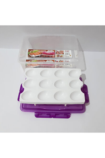 renkli çiçekler 24-Piece Egg Storage Container with Lid Egg Box Purple Color Plastic Egg Holder