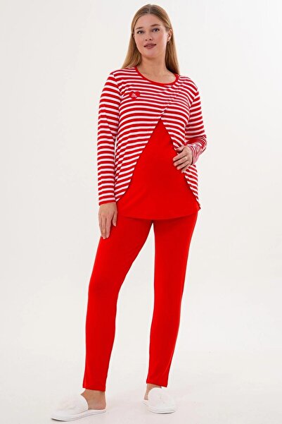 By Mecit Pijama Stretch Fabric Sports Maternity Long Sleeve Pajama Set 90% Cotton 10% Lycra