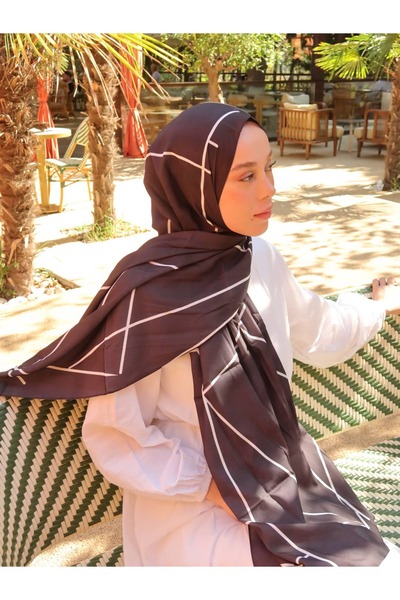 Modakaşmir شال حرير ميديني أسود وأبيض