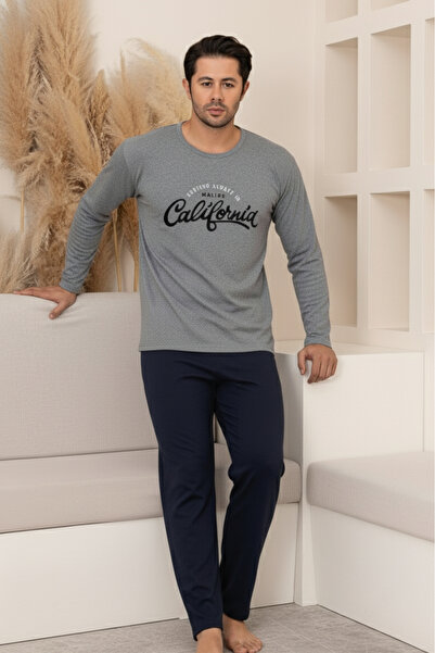 Farya Home Cotton Thick Winter 2 Thread Fleece-Lined Knitted Men's Pajama Set