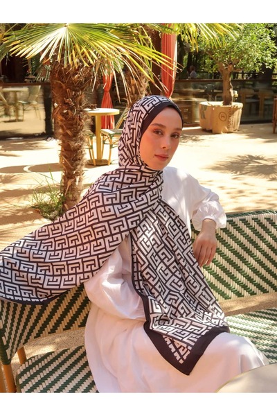 Modakaşmir Black And White Medine İpeği Şal