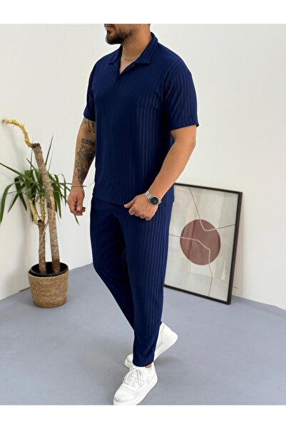 Combineman35 Men's Lycra Twill Ottoman Fabric Polo Collar Tshirt-Pants Set of 2