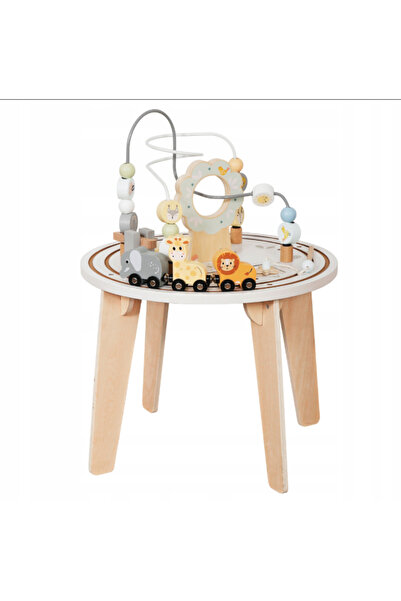 Gotel Măsuță Montessori din lemn 2în1 – circuit motric și senzorial cu vehicu...
