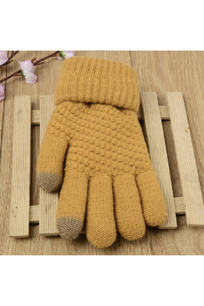 renkli çiçekler Women's Gloves Winter Touch Screen Gloves Warm Stretch Knitted Women's Gloves