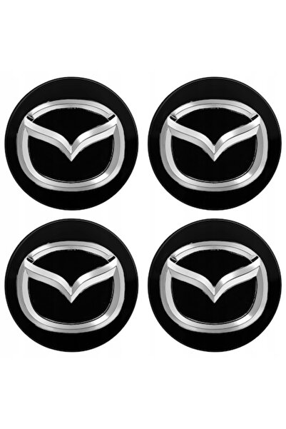 OEM Capace centrale de roți auto, MAZDA, set de 4, 56 mm, negru-argintiu, pla...