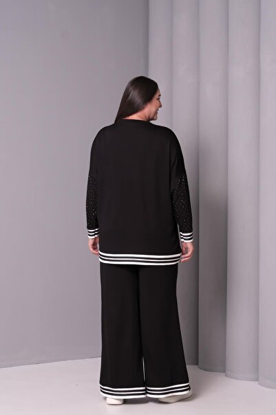 Ebsumu Kadın Büyük Beden Punto Taşlı Salaş Eşofman Takımı