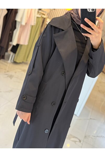 Shule Uzun kruvaze yaka trençkot