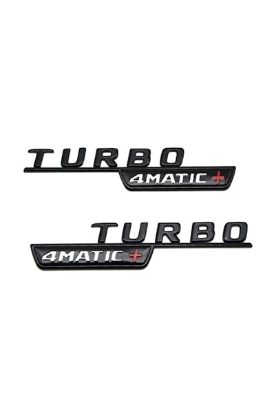 MERCEDES Set 2 emblems Turbo 4Matic + for Mercedes, black