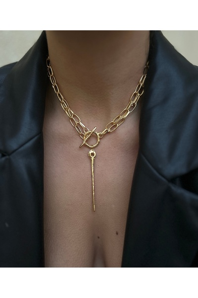 pop up store Paper Clip Chain Long Plate Necklace