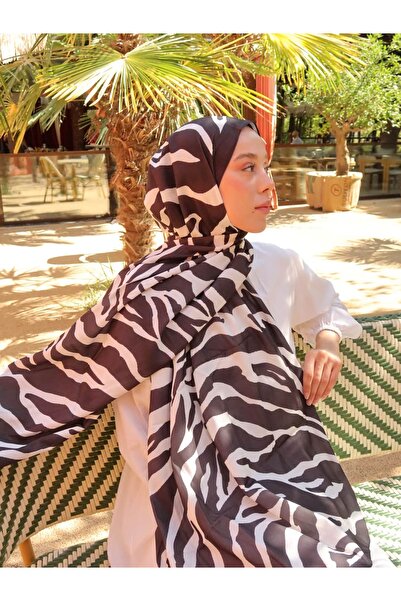 Modakaşmir Black And White Medine İpeği Şal