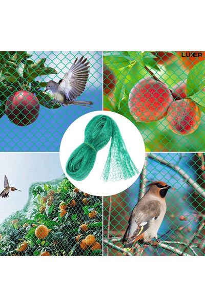 LUXER Plasă de Protecție pentru Grădină 4 x 5 m, Anti-Păsări și Insecte, PVC Rezistent, Verde