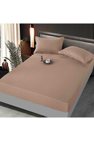 JOJO HOME Bed cover 160x200cm + 2 pillowcases, cotton damask, Beige