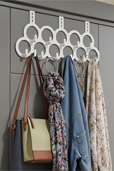 KaktüsKedi 11 Kancalı Kalın Kapılarla Uyumlu Kapı Arkası Askılık