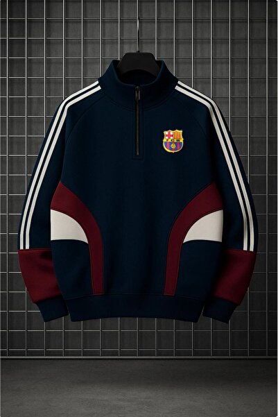 KUN SPORTSWEAR Premium Retro Ethnic Pattern Half Zip Sweatshirt Oversize Unisex