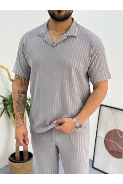 Combineman35 Men's Lycra Twill Ottoman Fabric Polo Collar Tshirt-Pants Set of 2