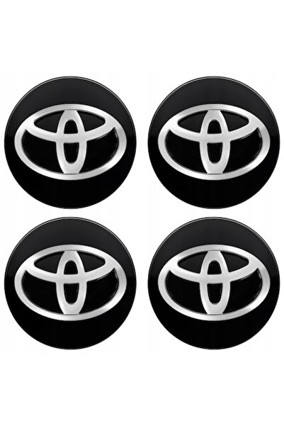 OEM Σετ 4 καλυμμάτων τροχών για TOYOTA, 62 mm, μαύρο-ασημί, ABS, αλουμίνιο
