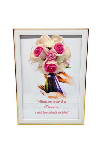 T&M Personalizare Tablou înrămat în ramă A4 (30x21 cm) - „Familia este un dar...