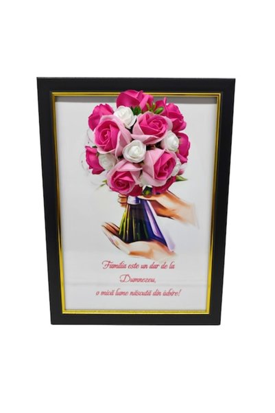 T&M Personalizare Tablou înrămat A4 (30x21 cm) - Familia este un dar de la Du...