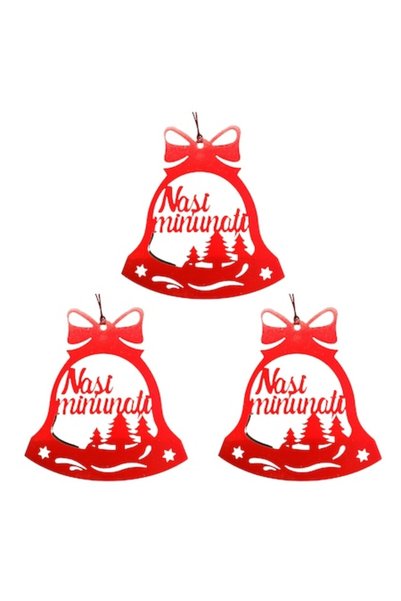 T&M Personalizare Set de 3 globuri de Crăciun - „Nași Minunați” - formă de cl...