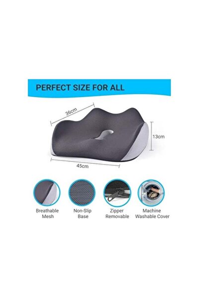 Denex وسادة مقعد فاخرة من إسفنج الذاكرة على شكل حرف W لتخفيف الألم (أسود)