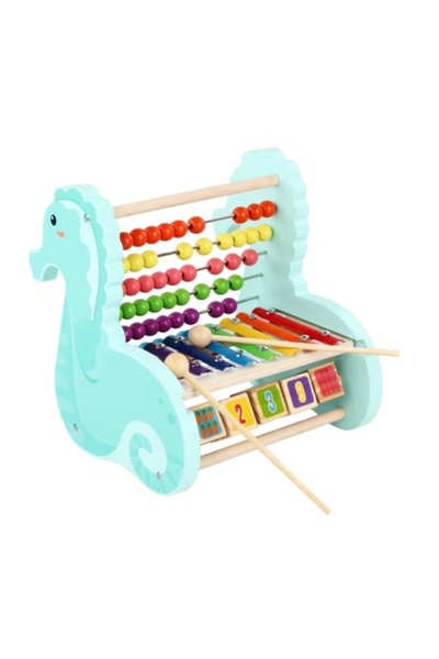 CREATIVE Wooden counting blocks, cubes and xylophone, for children 2 years+, Seahorse, multicolor