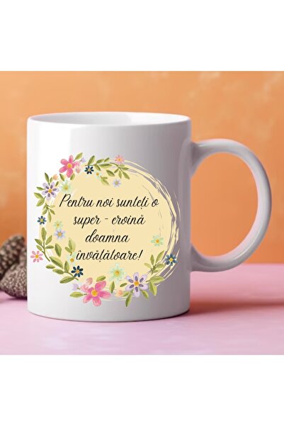 CADOU Personalized mug - For us you are a superhero, teacher!, white, 330 ml