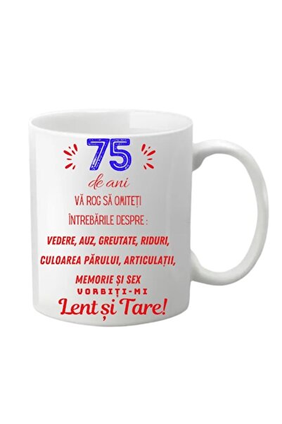 T&M Personalizare Cană personalizată - 75 de ani, albă, 330 ml