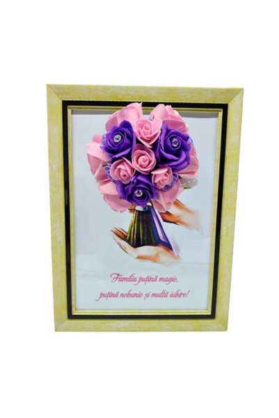 T&M Personalizare Tablou înrămat A4 (30x21 cm) - „Familie: puțină magie, puți...