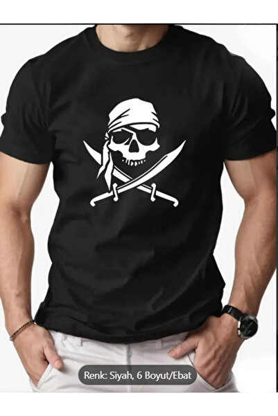 TİMİSİVA Tricou unisex supradimensionat PIRATE cu imprimeu Bumbac guler rotun...