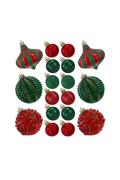 Christmas Magic مجموعة هدايا من زينة الزينة المصممة باللونين الأحمر والأخضر، ...