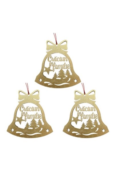 T&M Personalizare Set de 3 globuri de Crăciun - Crăciun în familie - clopoțel...