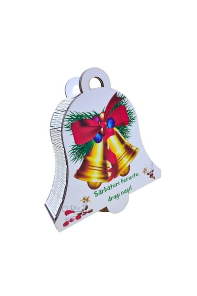 T&M Personalizare Cutie cadou de Crăciun din lemn, model clopoțel, personaliz...