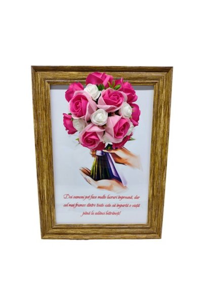 T&M Personalizare Tablou înrămat A4 (30x21 cm) - „Doi oameni pot face multe l...