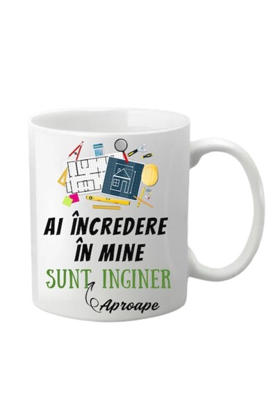 T&M Personalizare Cană personalizată - Crede-mă, sunt inginer, albă, 330 ml